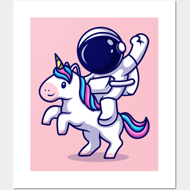 Astronaut Riding Unicorn Cartoon Wall Art by Catalyst Labs